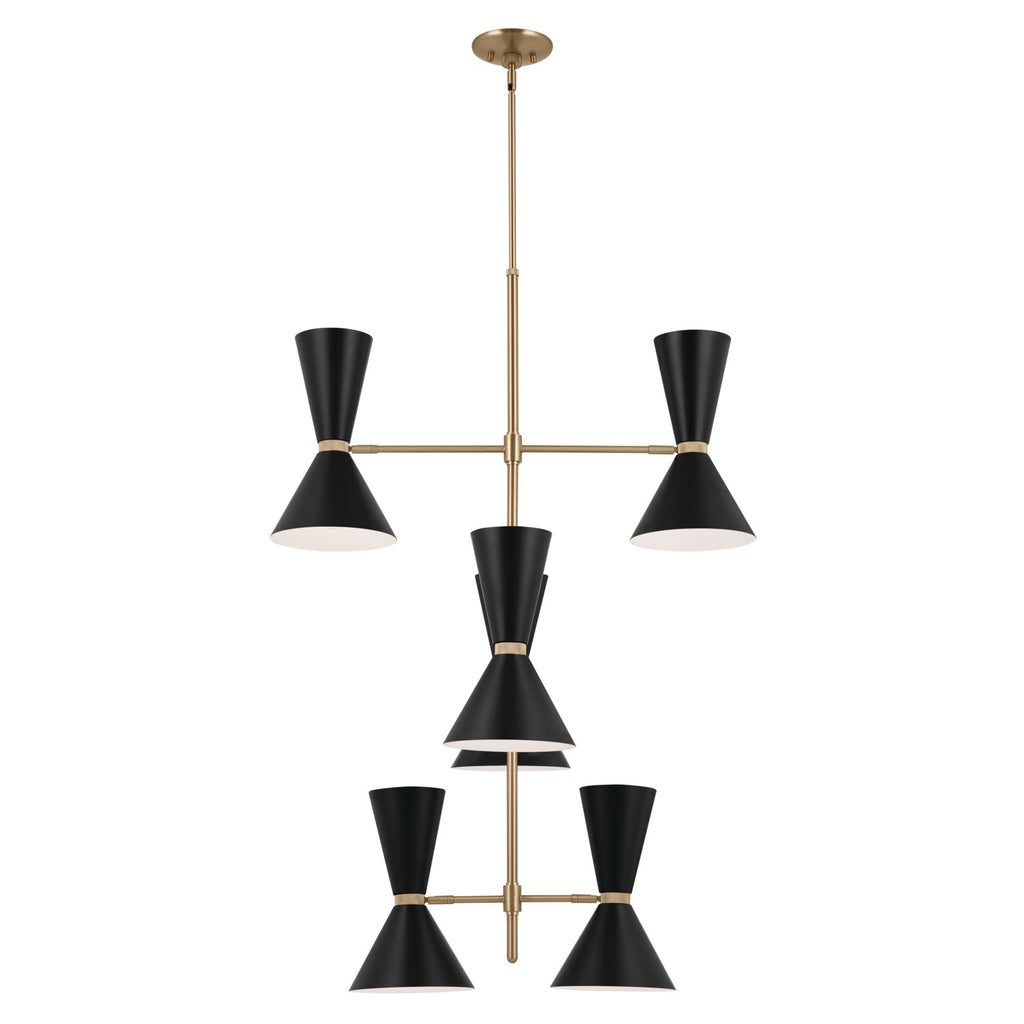 KICHLER 52568CPZBK Phix 50 Inch 12 Light Foyer Chandelier In Champagne Bronze With Black