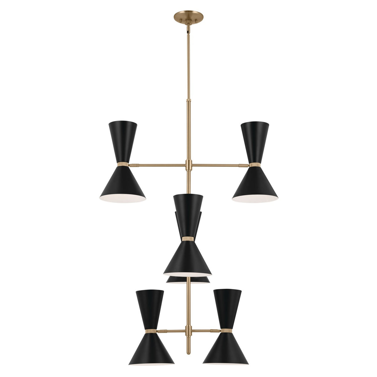 KICHLER 52568CPZBK Phix 50 Inch 12 Light Foyer Chandelier In Champagne Bronze With Black