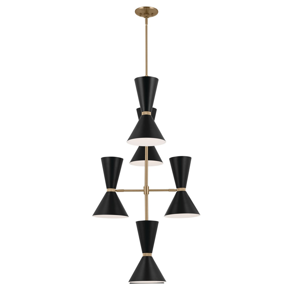 KICHLER 52568CPZBK Phix 50 Inch 12 Light Foyer Chandelier In Champagne Bronze With Black
