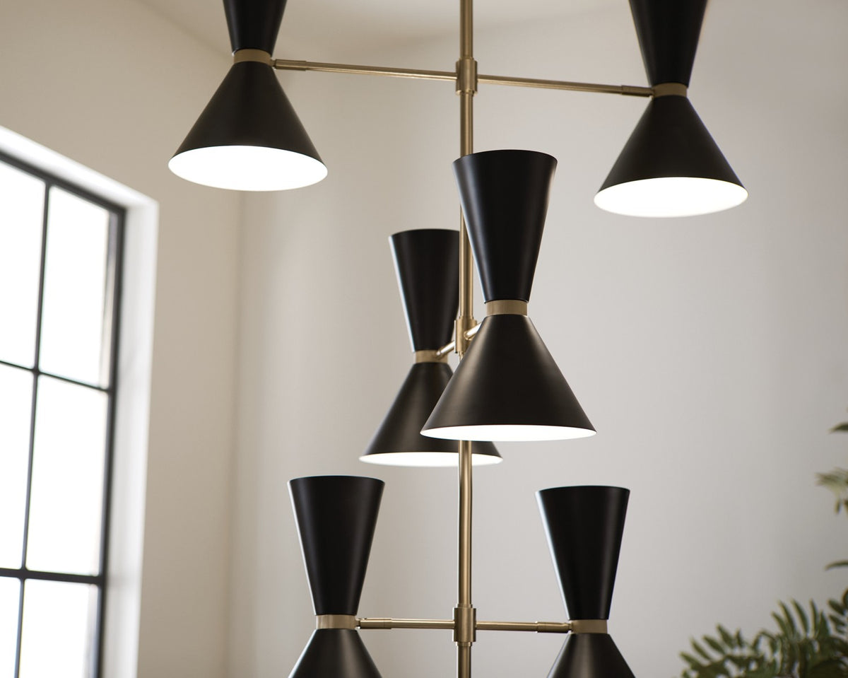 KICHLER 52568CPZBK Phix 50 Inch 12 Light Foyer Chandelier In Champagne Bronze With Black