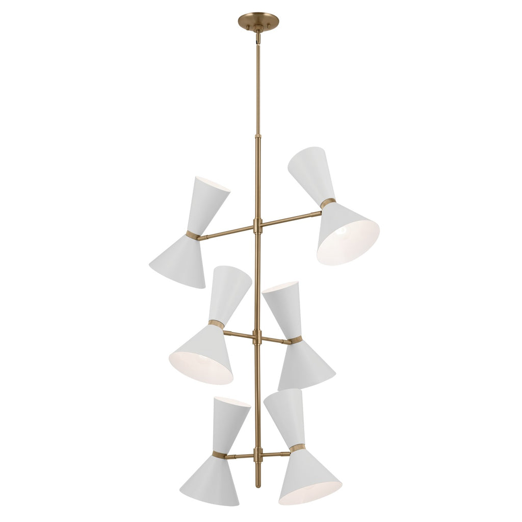 KICHLER 52568CPZWH Phix 50 Inch 12 Light Foyer Chandelier In Champagne Bronze With White
