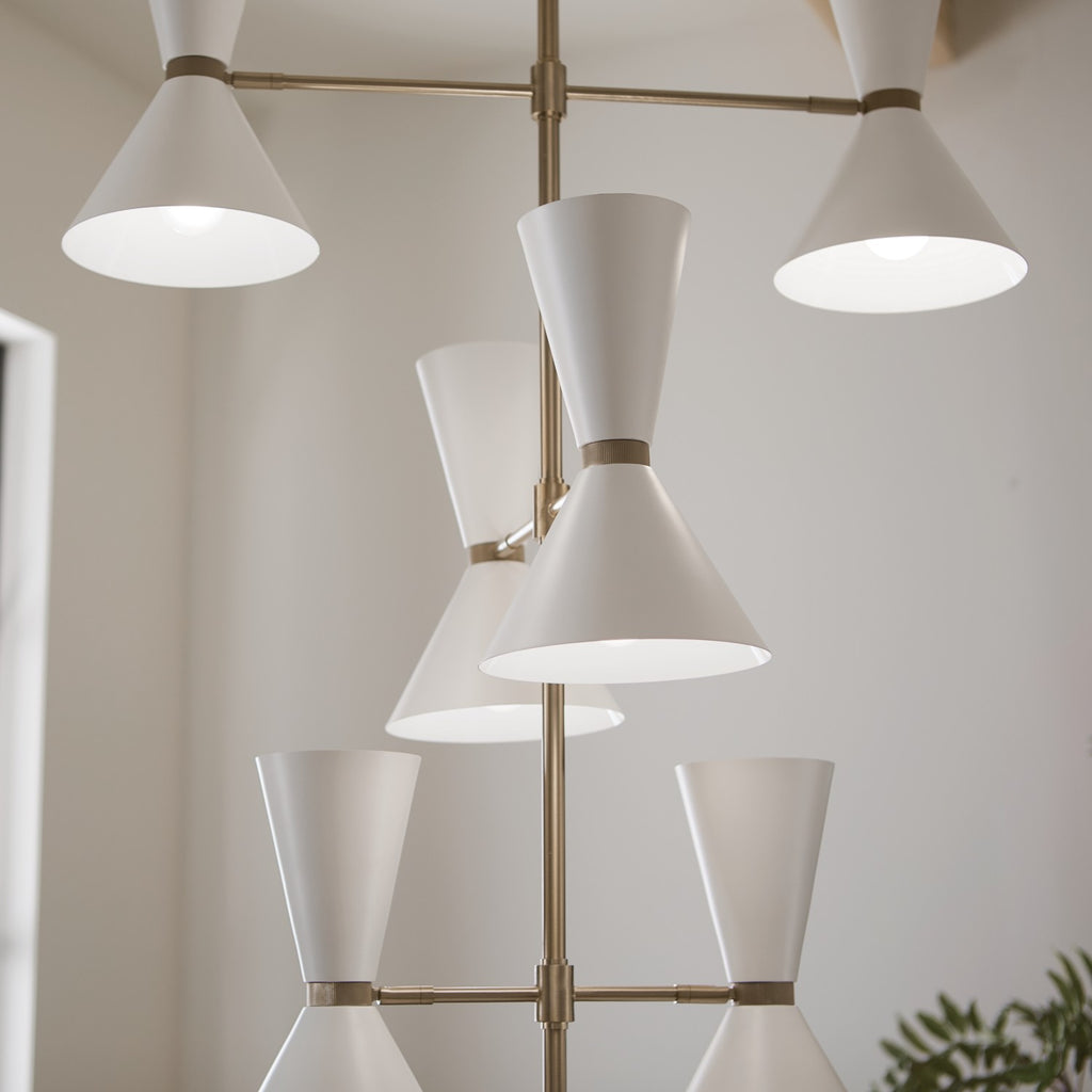 KICHLER 52568CPZWH Phix 50 Inch 12 Light Foyer Chandelier In Champagne Bronze With White