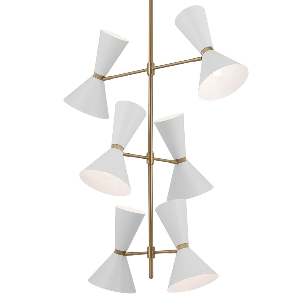 KICHLER 52568CPZWH Phix 50 Inch 12 Light Foyer Chandelier In Champagne Bronze With White