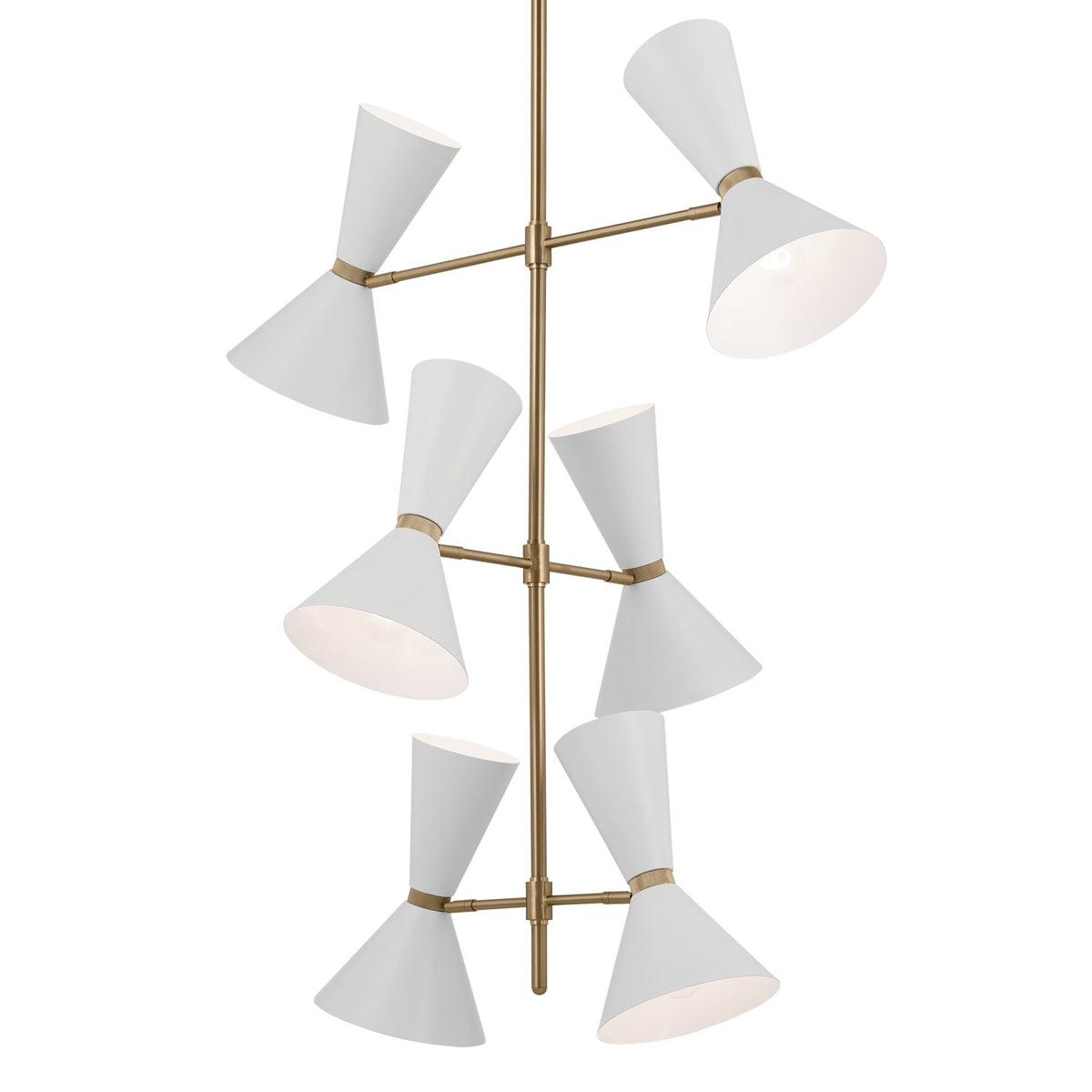 KICHLER 52568CPZWH Phix 50 Inch 12 Light Foyer Chandelier In Champagne Bronze With White