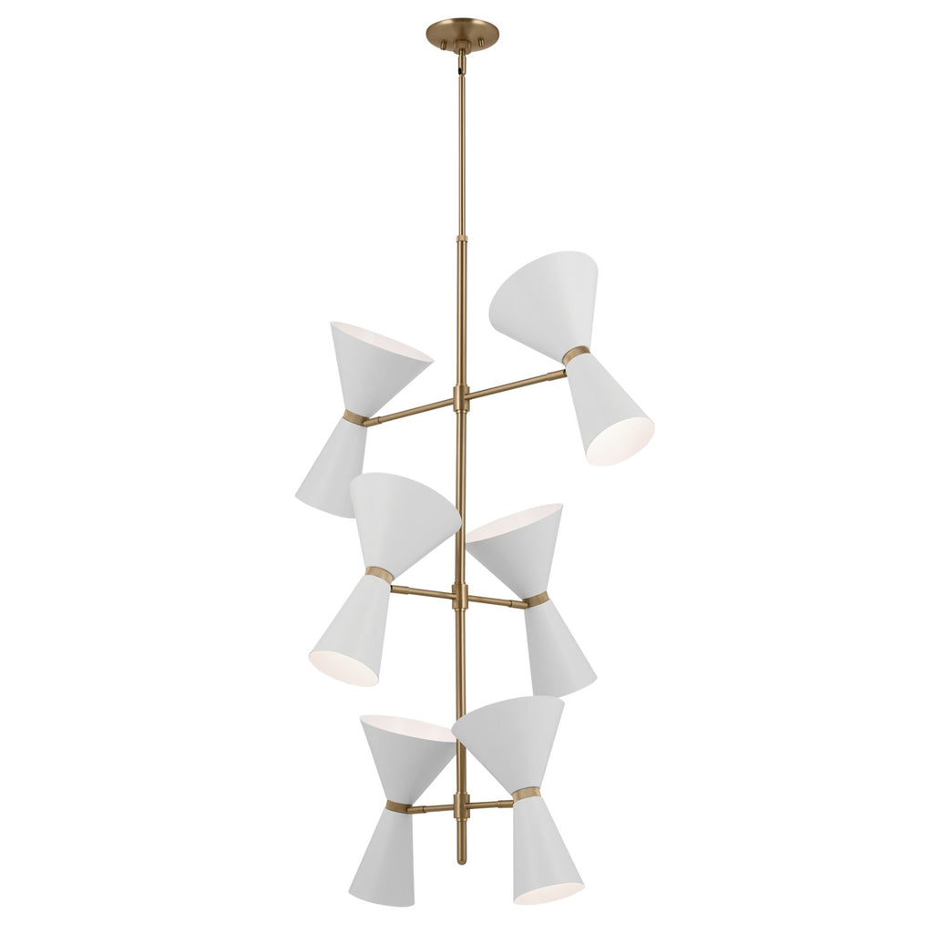 KICHLER 52568CPZWH Phix 50 Inch 12 Light Foyer Chandelier In Champagne Bronze With White