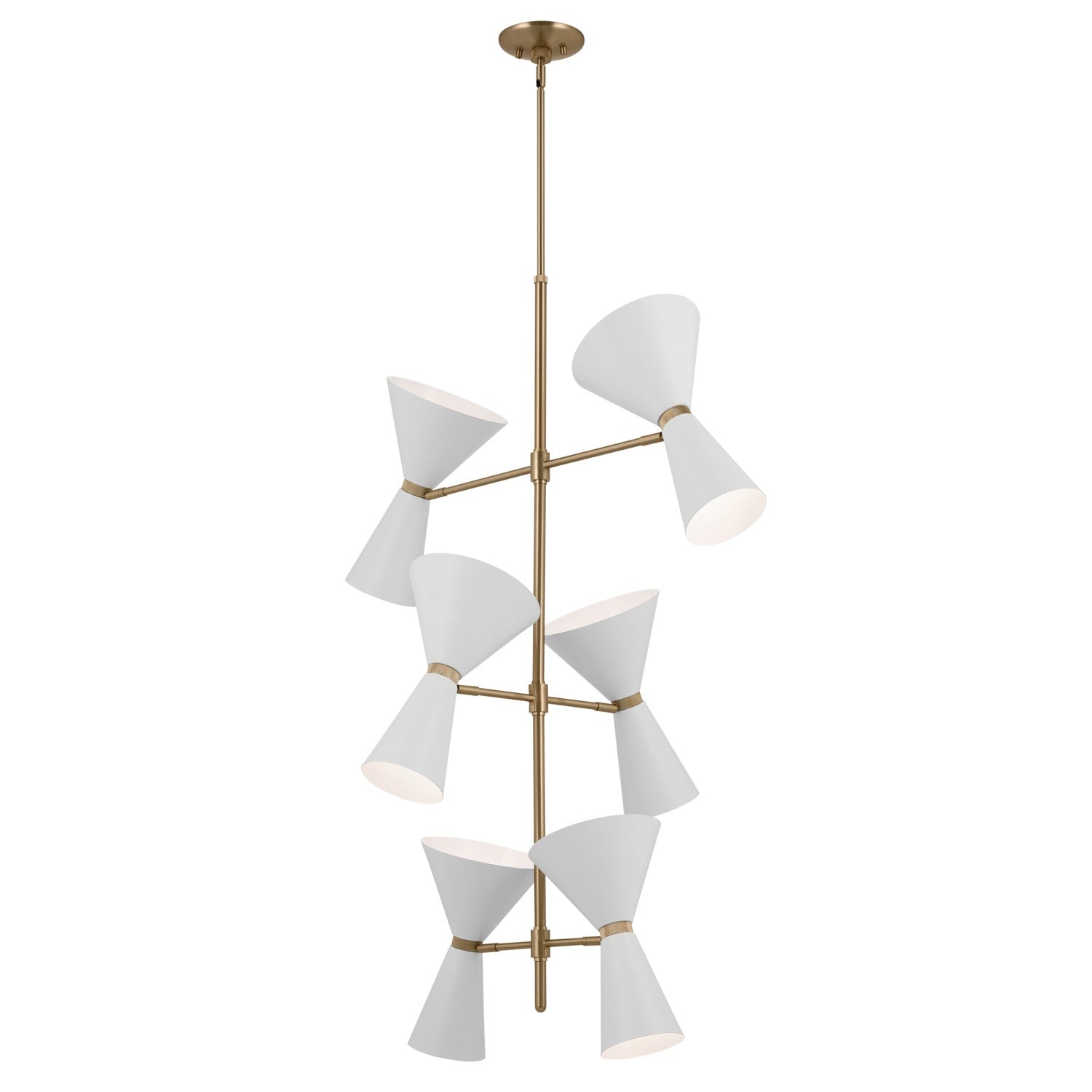 KICHLER 52568CPZWH Phix 50 Inch 12 Light Foyer Chandelier In Champagne Bronze With White