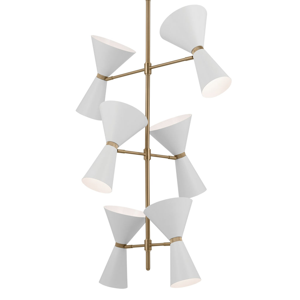 KICHLER 52568CPZWH Phix 50 Inch 12 Light Foyer Chandelier In Champagne Bronze With White