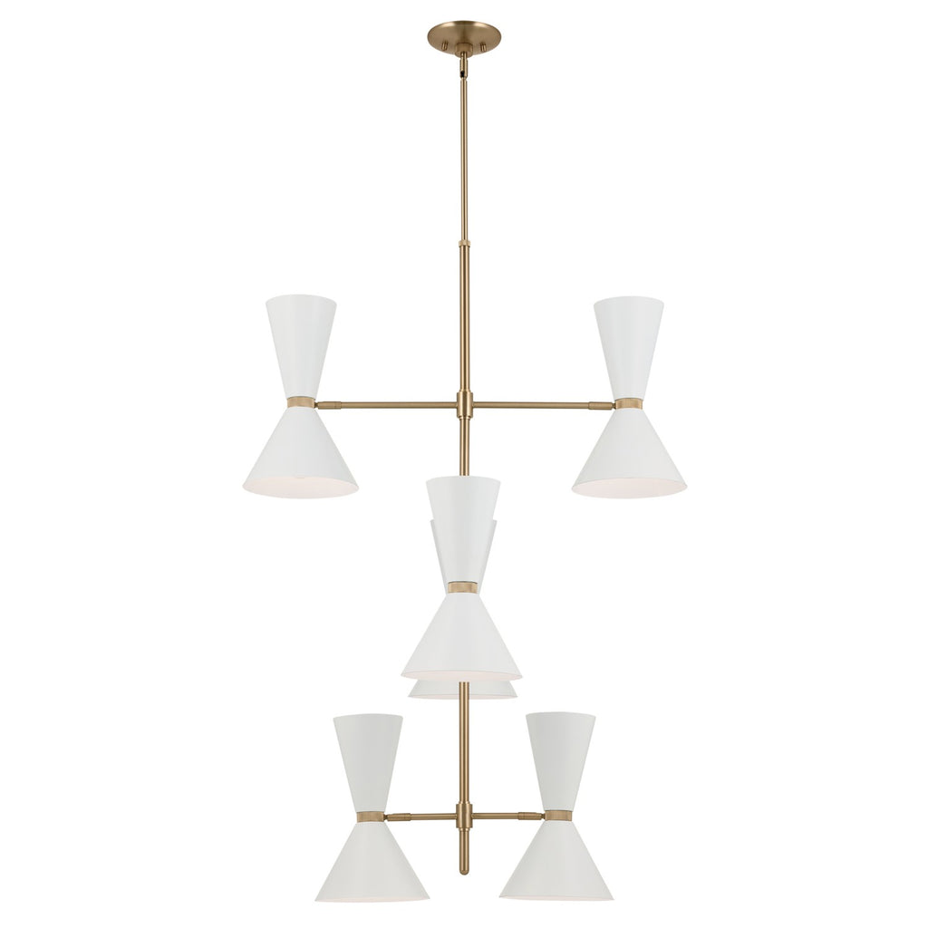 KICHLER 52568CPZWH Phix 50 Inch 12 Light Foyer Chandelier In Champagne Bronze With White