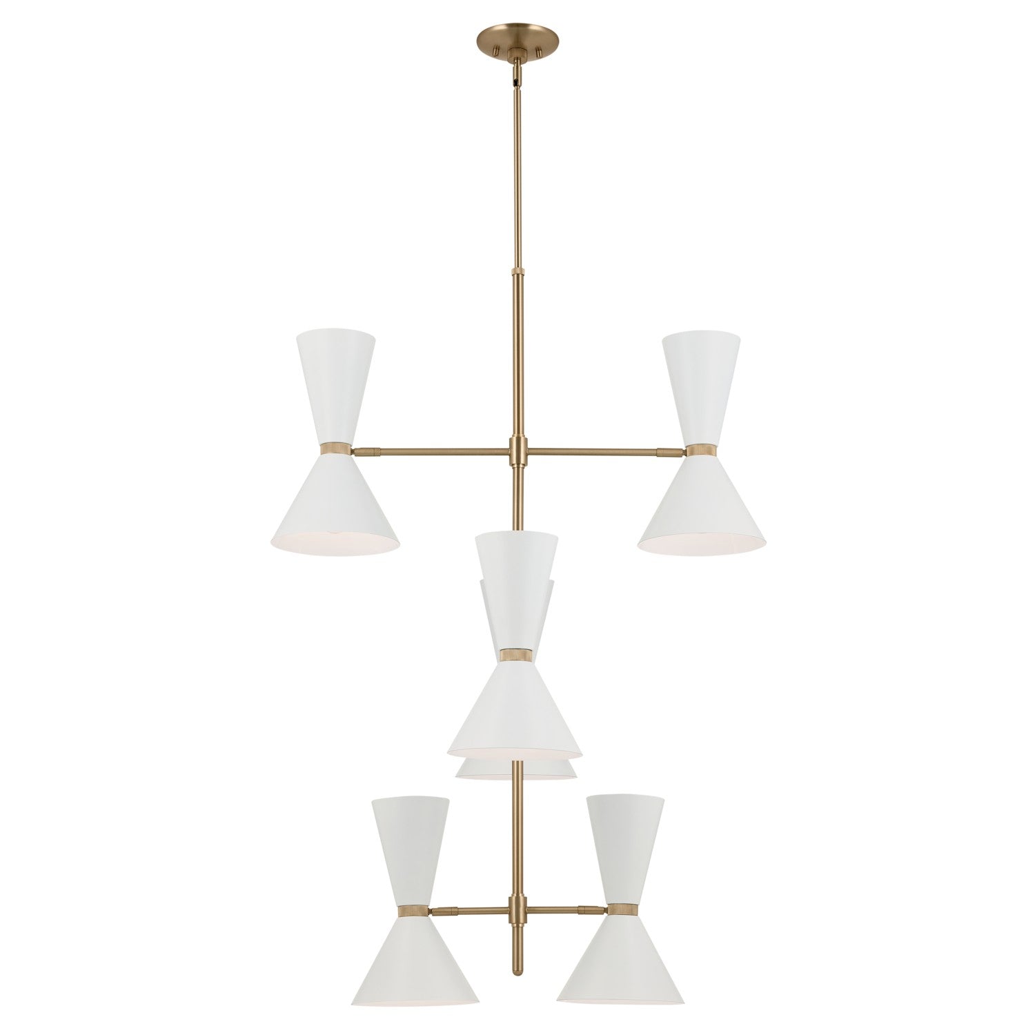 KICHLER 52568CPZWH Phix 50 Inch 12 Light Foyer Chandelier In Champagne Bronze With White