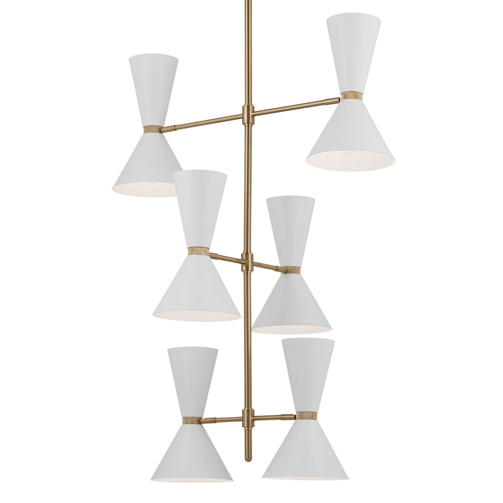 KICHLER 52568CPZWH Phix 50 Inch 12 Light Foyer Chandelier In Champagne Bronze With White