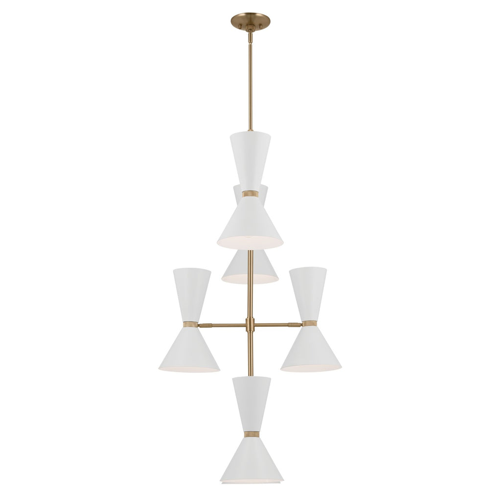 KICHLER 52568CPZWH Phix 50 Inch 12 Light Foyer Chandelier In Champagne Bronze With White