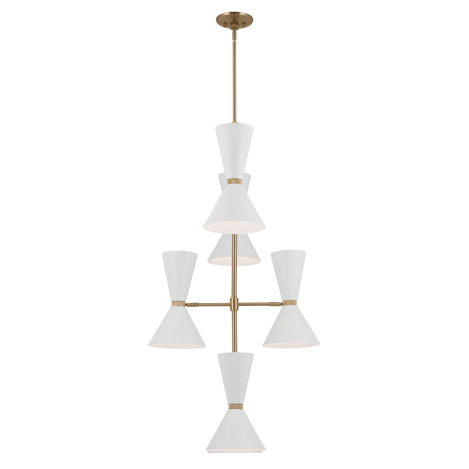 KICHLER 52568CPZWH Phix 50 Inch 12 Light Foyer Chandelier In Champagne Bronze With White