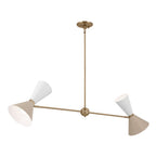 KICHLER 52569CPZGRG Phix 48 Inch 4 Light Linear Chandelier In Champagne Bronze With Greige And White