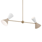 KICHLER 52569CPZGRG Phix 48 Inch 4 Light Linear Chandelier In Champagne Bronze With Greige And White