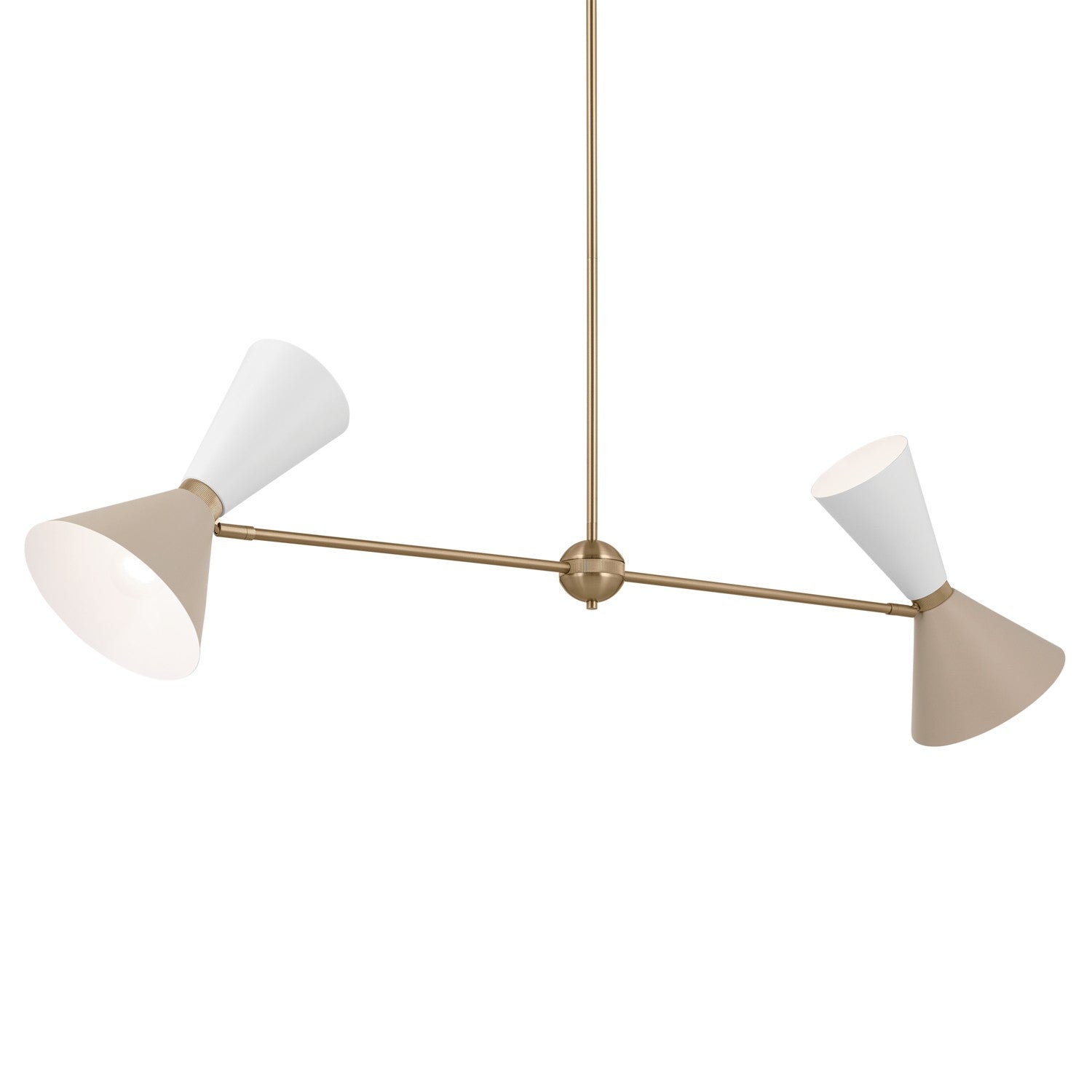 KICHLER 52569CPZGRG Phix 48 Inch 4 Light Linear Chandelier In Champagne Bronze With Greige And White
