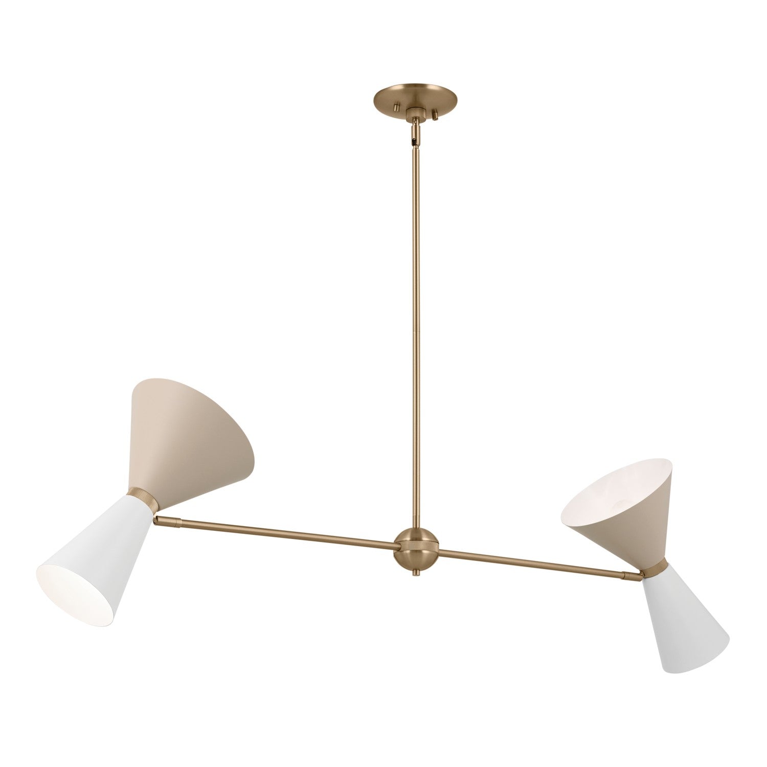 KICHLER 52569CPZGRG Phix 48 Inch 4 Light Linear Chandelier In Champagne Bronze With Greige And White
