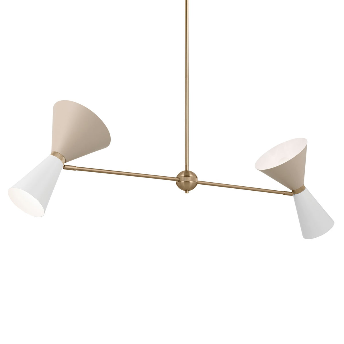 KICHLER 52569CPZGRG Phix 48 Inch 4 Light Linear Chandelier In Champagne Bronze With Greige And White