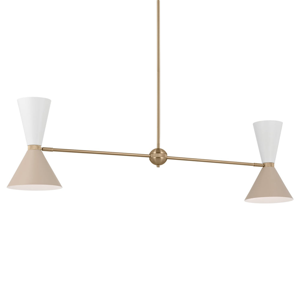 KICHLER 52569CPZGRG Phix 48 Inch 4 Light Linear Chandelier In Champagne Bronze With Greige And White