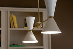 KICHLER 52569CPZGRG Phix 48 Inch 4 Light Linear Chandelier In Champagne Bronze With Greige And White