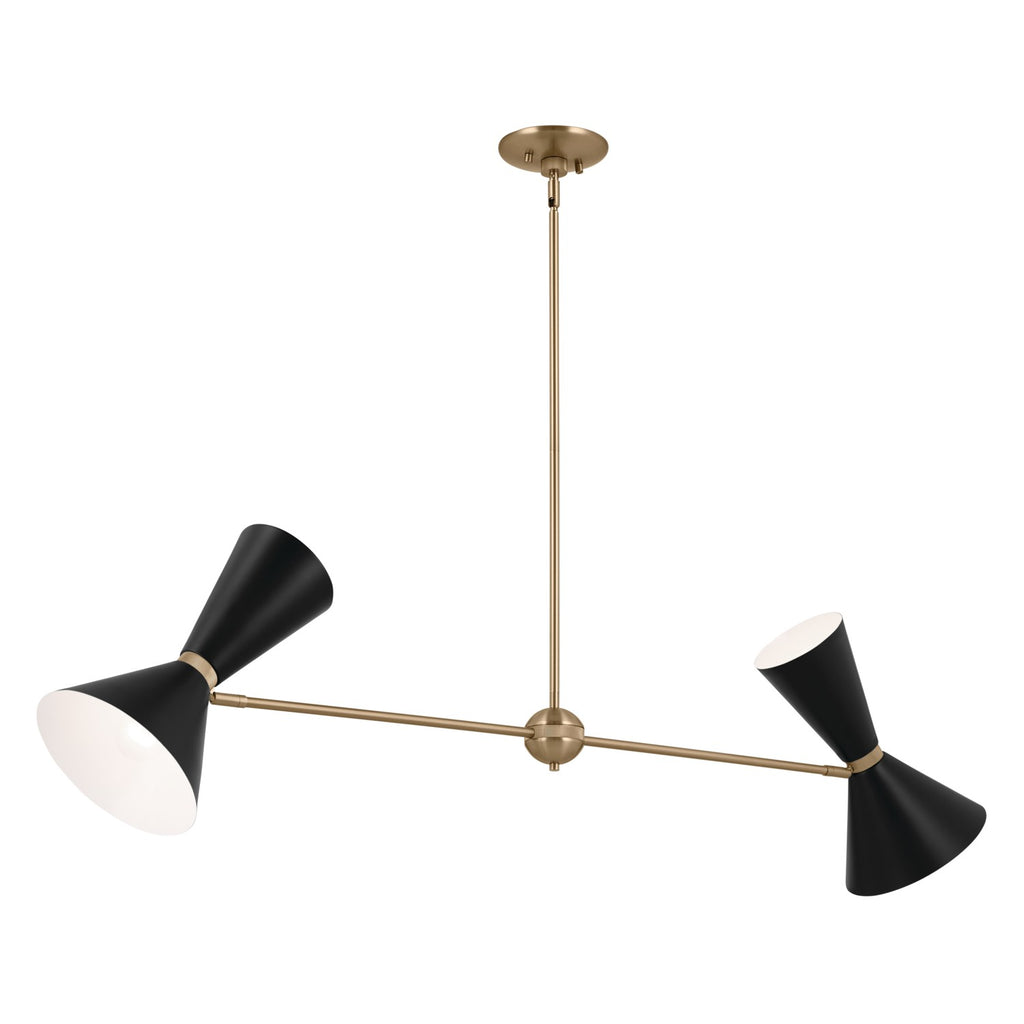 KICHLER 52569CPZBK Phix 48 Inch 4 Light Linear Chandelier In Champagne Bronze With Black