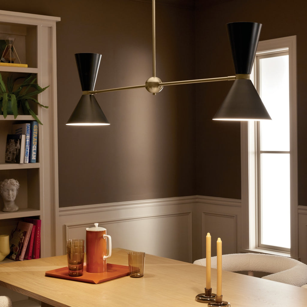 KICHLER 52569CPZBK Phix 48 Inch 4 Light Linear Chandelier In Champagne Bronze With Black