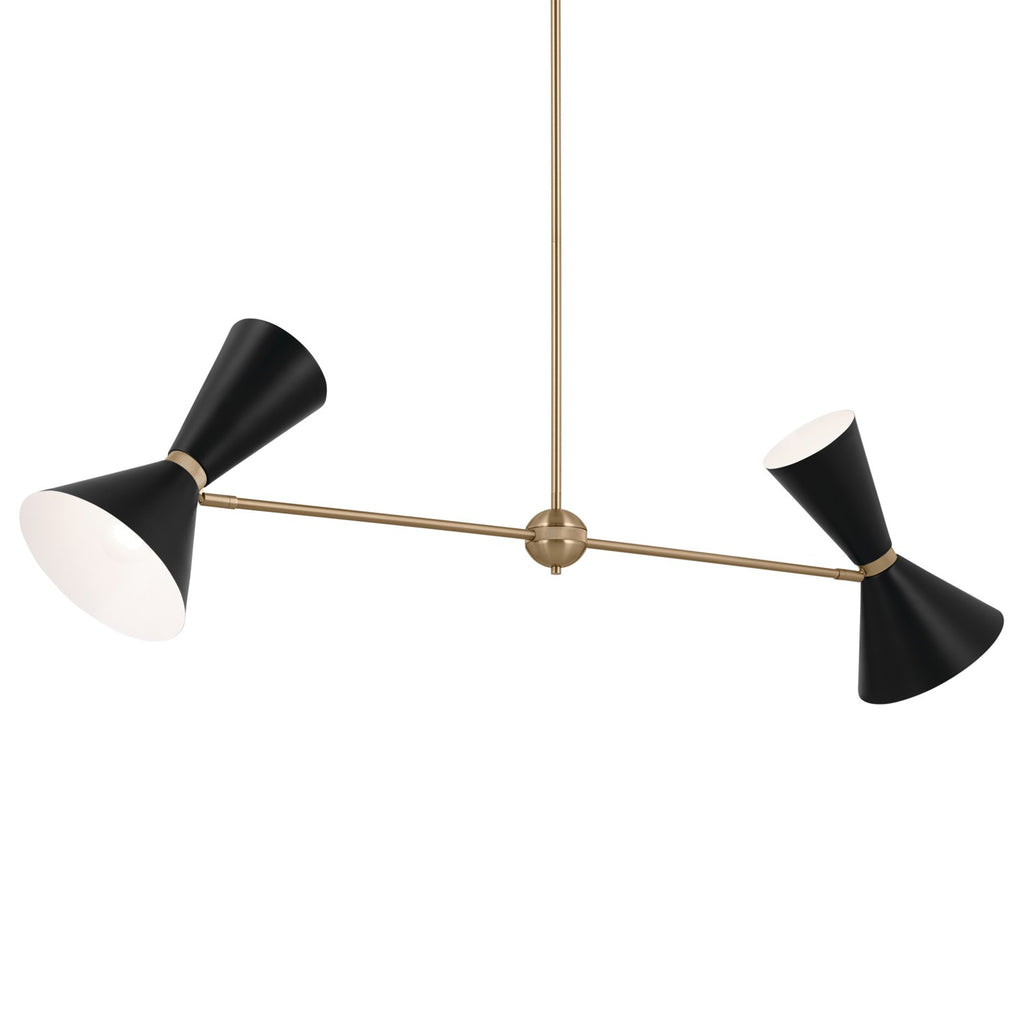KICHLER 52569CPZBK Phix 48 Inch 4 Light Linear Chandelier In Champagne Bronze With Black