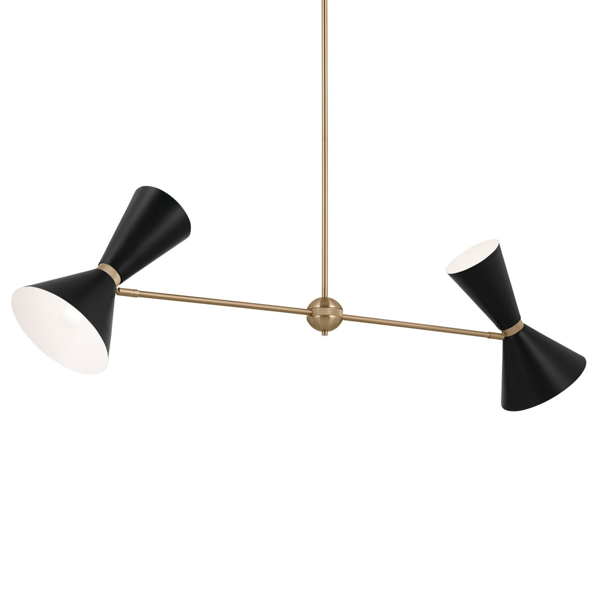 KICHLER 52569CPZBK Phix 48 Inch 4 Light Linear Chandelier In Champagne Bronze With Black