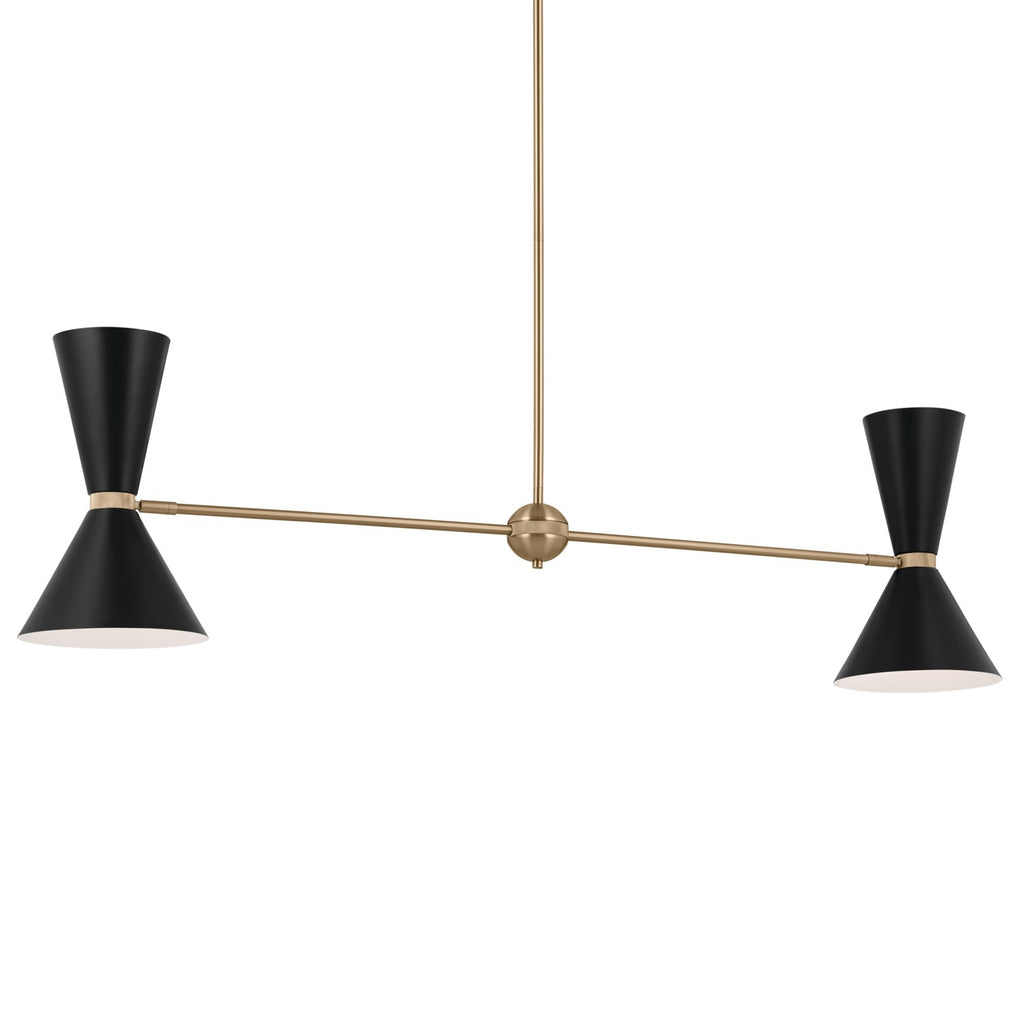 KICHLER 52569CPZBK Phix 48 Inch 4 Light Linear Chandelier In Champagne Bronze With Black