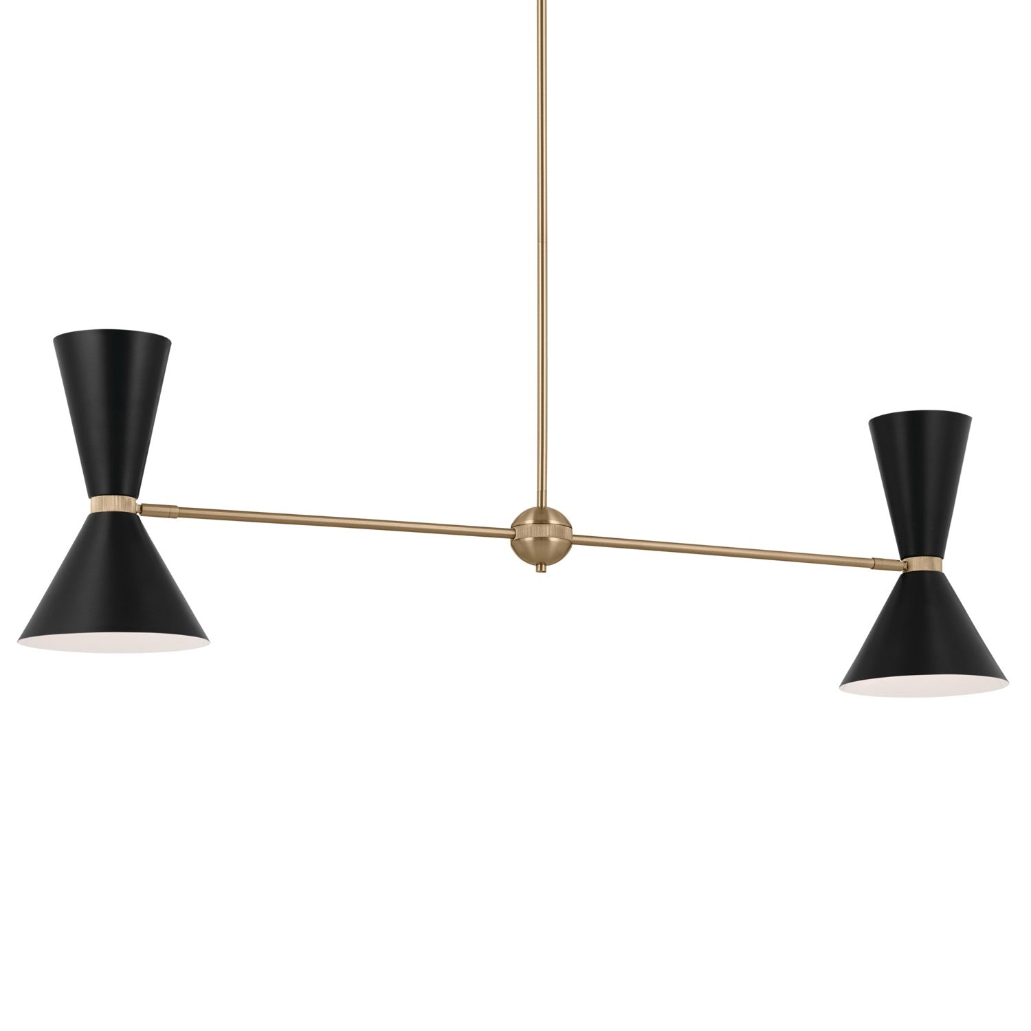 KICHLER 52569CPZBK Phix 48 Inch 4 Light Linear Chandelier In Champagne Bronze With Black