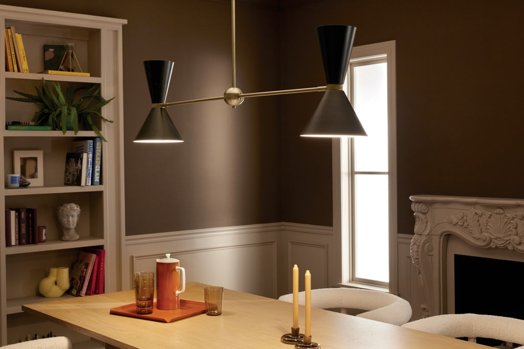KICHLER 52569CPZBK Phix 48 Inch 4 Light Linear Chandelier In Champagne Bronze With Black