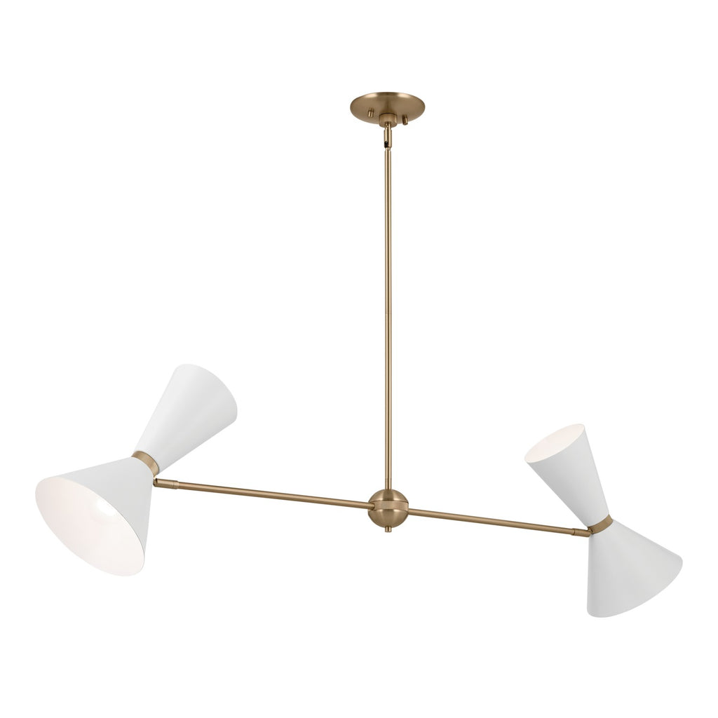 KICHLER 52569CPZWH Phix 48 Inch 4 Light Linear Chandelier In Champagne Bronze With White