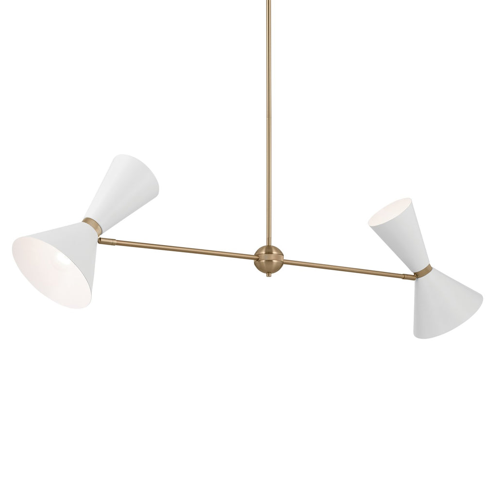 KICHLER 52569CPZWH Phix 48 Inch 4 Light Linear Chandelier In Champagne Bronze With White