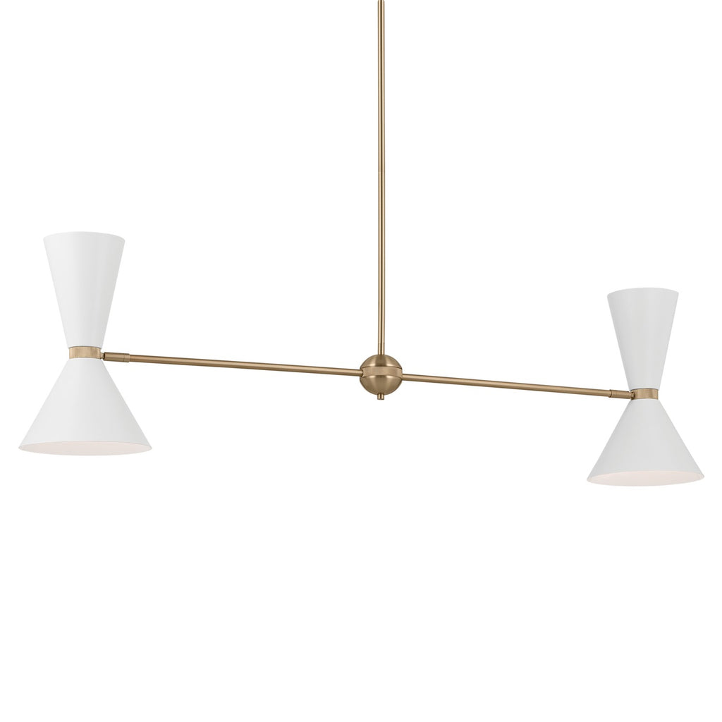 KICHLER 52569CPZWH Phix 48 Inch 4 Light Linear Chandelier In Champagne Bronze With White