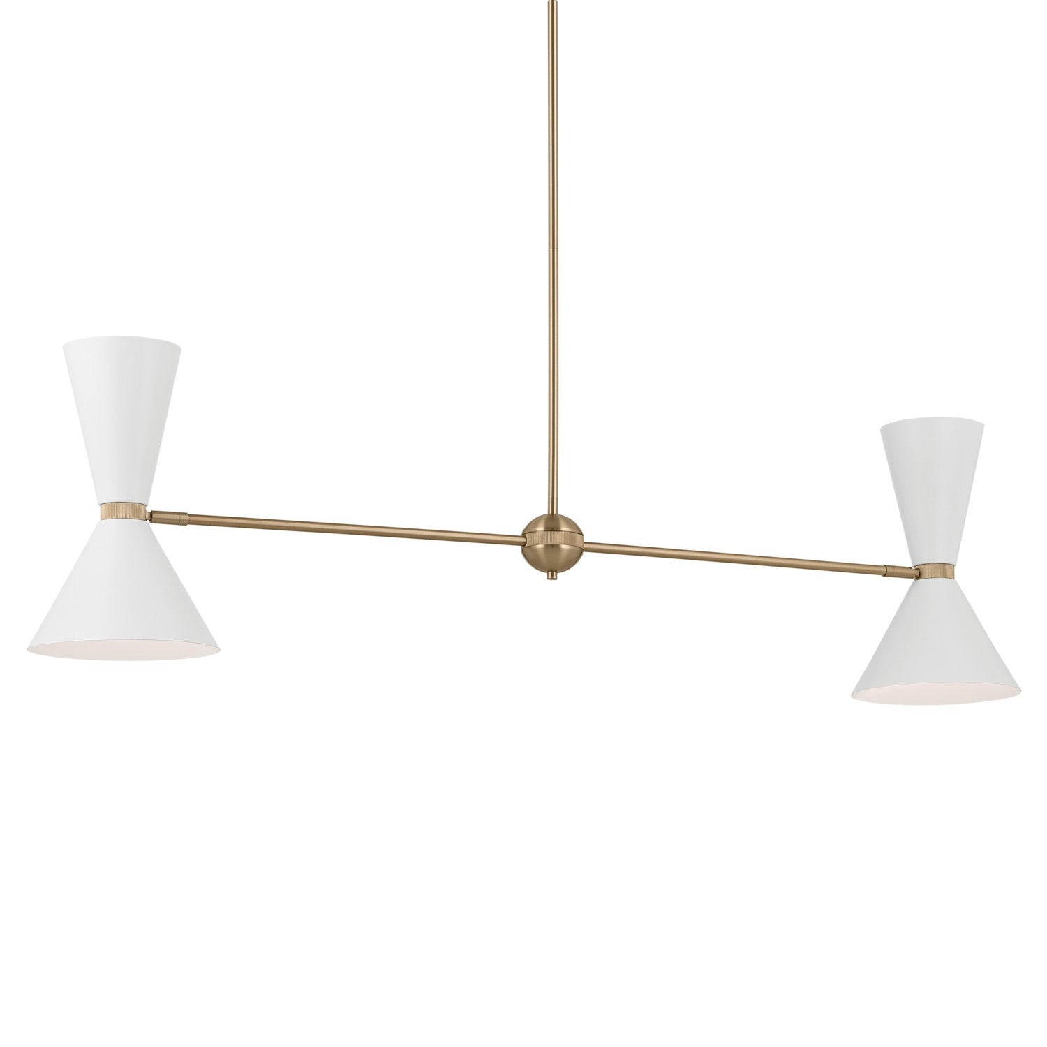 KICHLER 52569CPZWH Phix 48 Inch 4 Light Linear Chandelier In Champagne Bronze With White