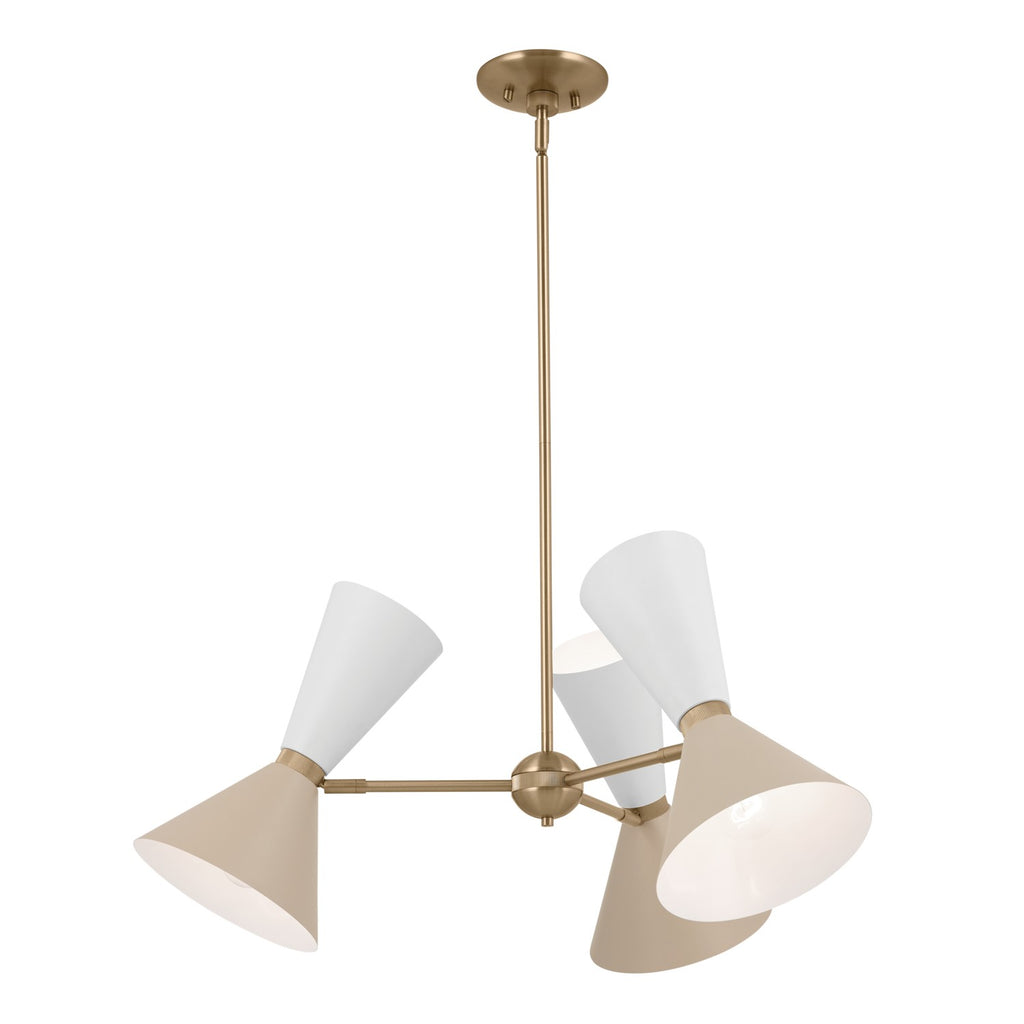 KICHLER 52565CPZGRG Phix 30.75 Inch 6 Light Chandelier In Champagne Bronze With Greige And White