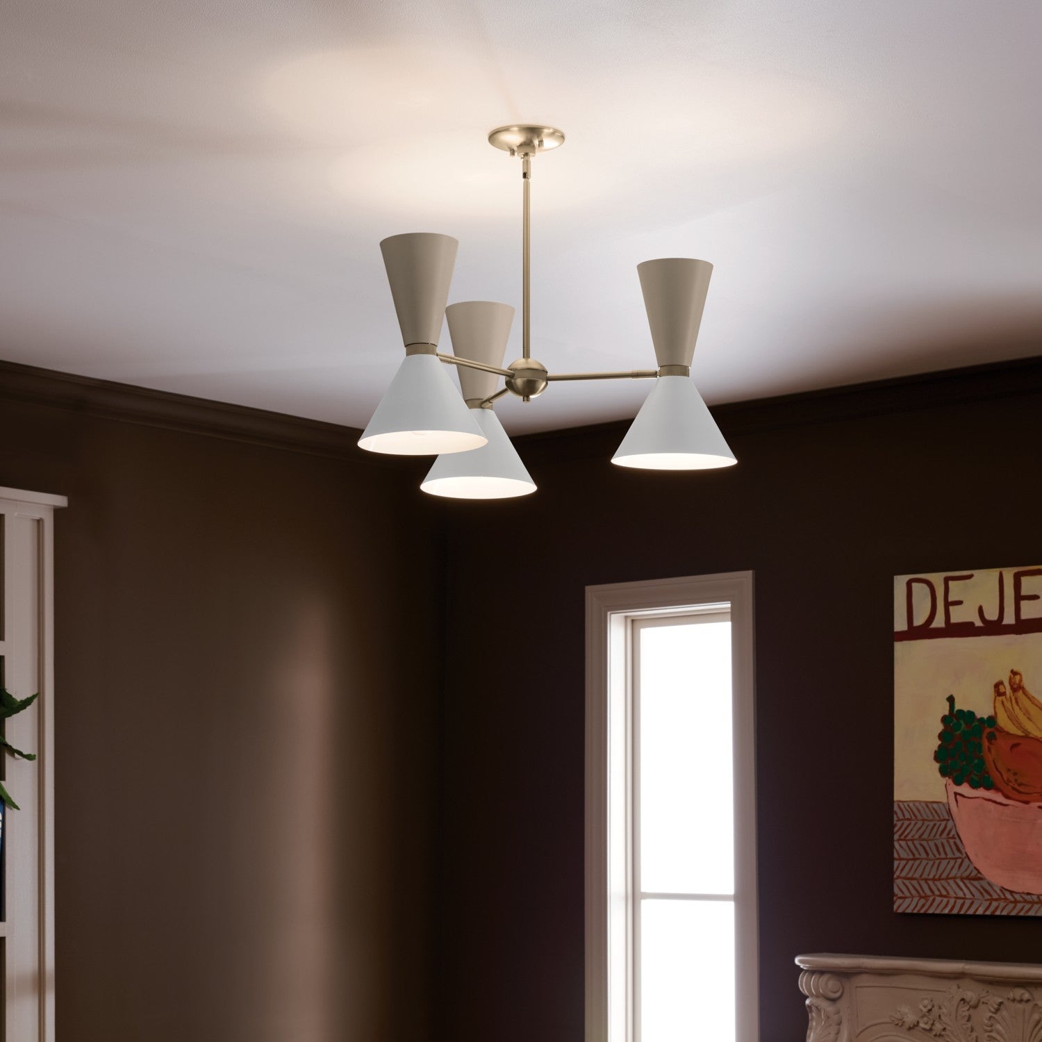 KICHLER 52565CPZGRG Phix 30.75 Inch 6 Light Chandelier In Champagne Bronze With Greige And White