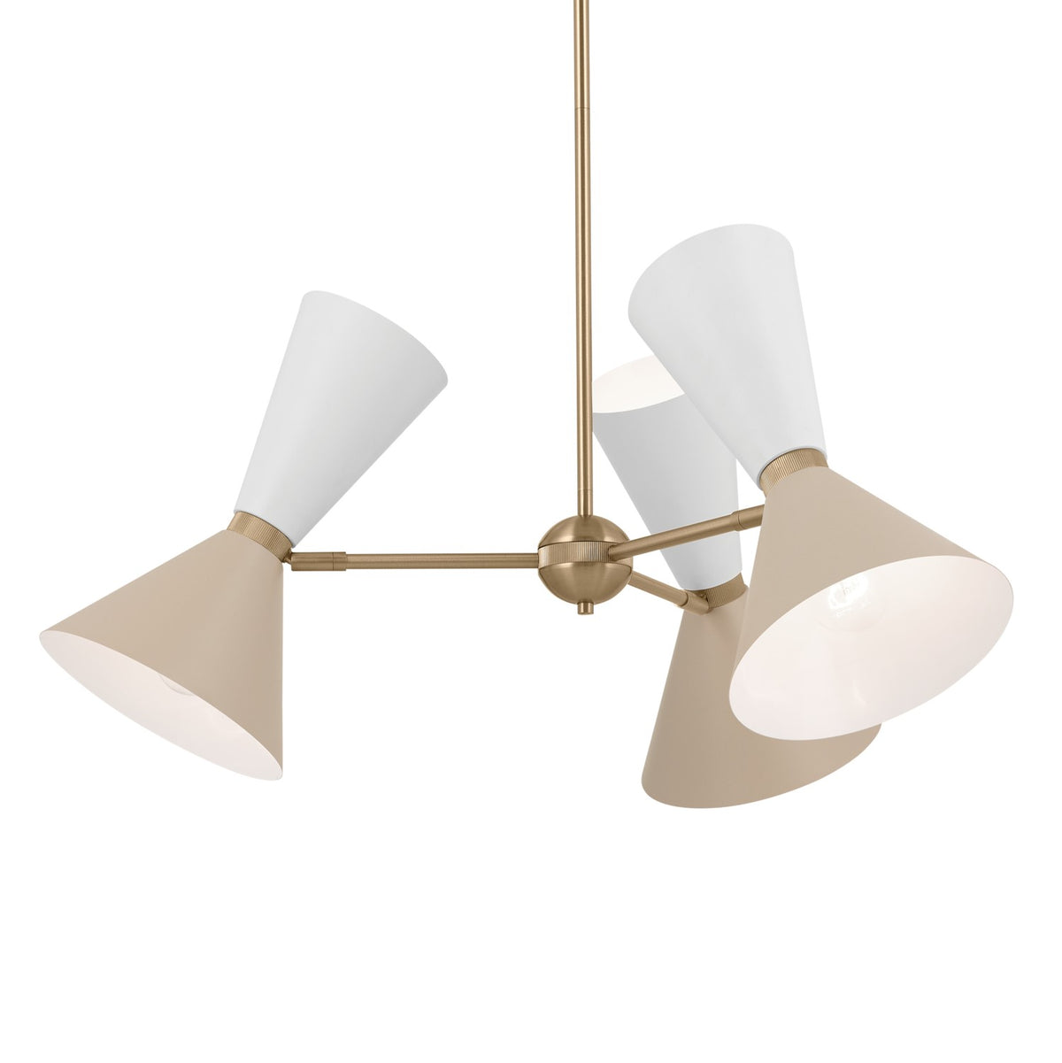 KICHLER 52565CPZGRG Phix 30.75 Inch 6 Light Chandelier In Champagne Bronze With Greige And White