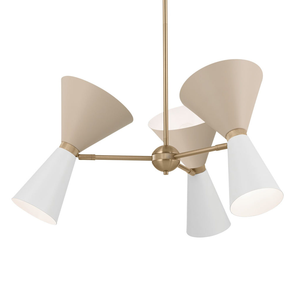 KICHLER 52565CPZGRG Phix 30.75 Inch 6 Light Chandelier In Champagne Bronze With Greige And White