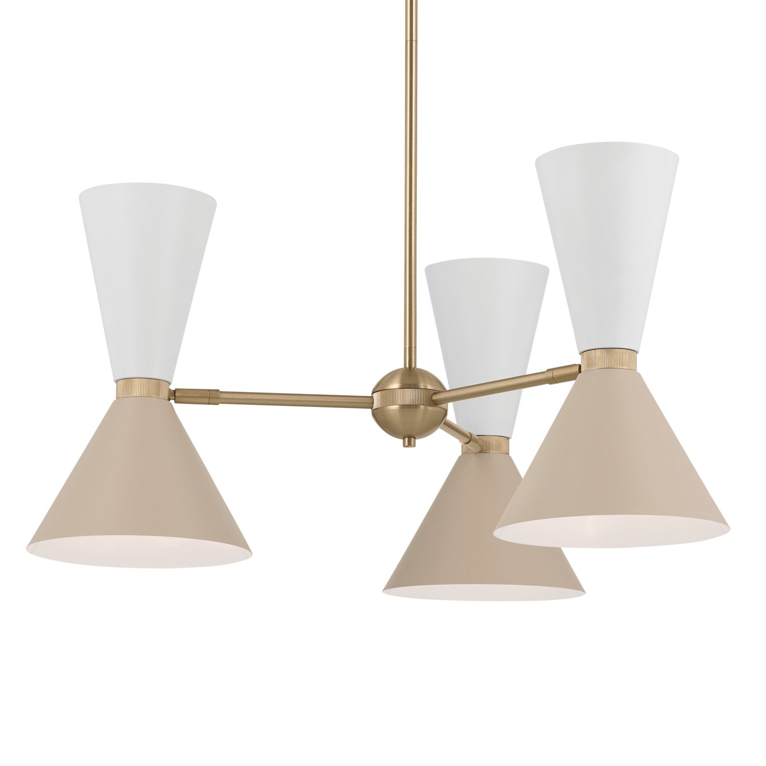 KICHLER 52565CPZGRG Phix 30.75 Inch 6 Light Chandelier In Champagne Bronze With Greige And White