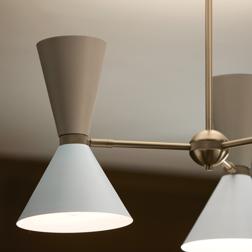 KICHLER 52565CPZGRG Phix 30.75 Inch 6 Light Chandelier In Champagne Bronze With Greige And White
