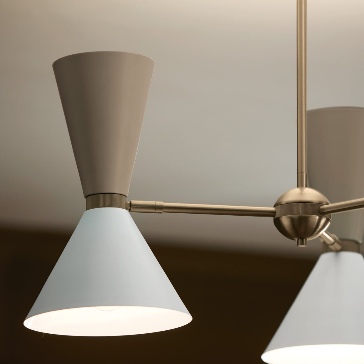 KICHLER 52565CPZGRG Phix 30.75 Inch 6 Light Chandelier In Champagne Bronze With Greige And White