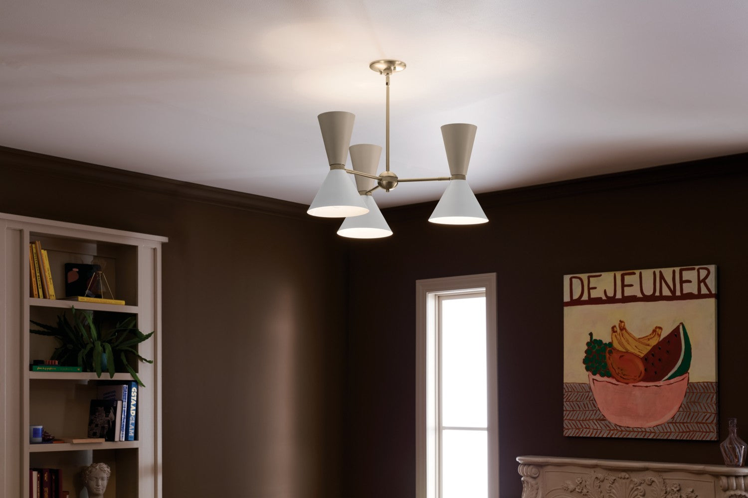 KICHLER 52565CPZGRG Phix 30.75 Inch 6 Light Chandelier In Champagne Bronze With Greige And White