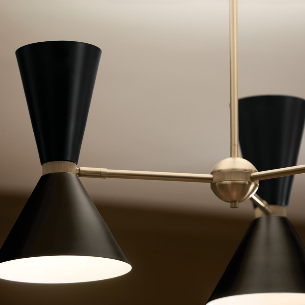 KICHLER 52565CPZBK Phix 30.75 Inch 6 Light Chandelier In Champagne Bronze With Black