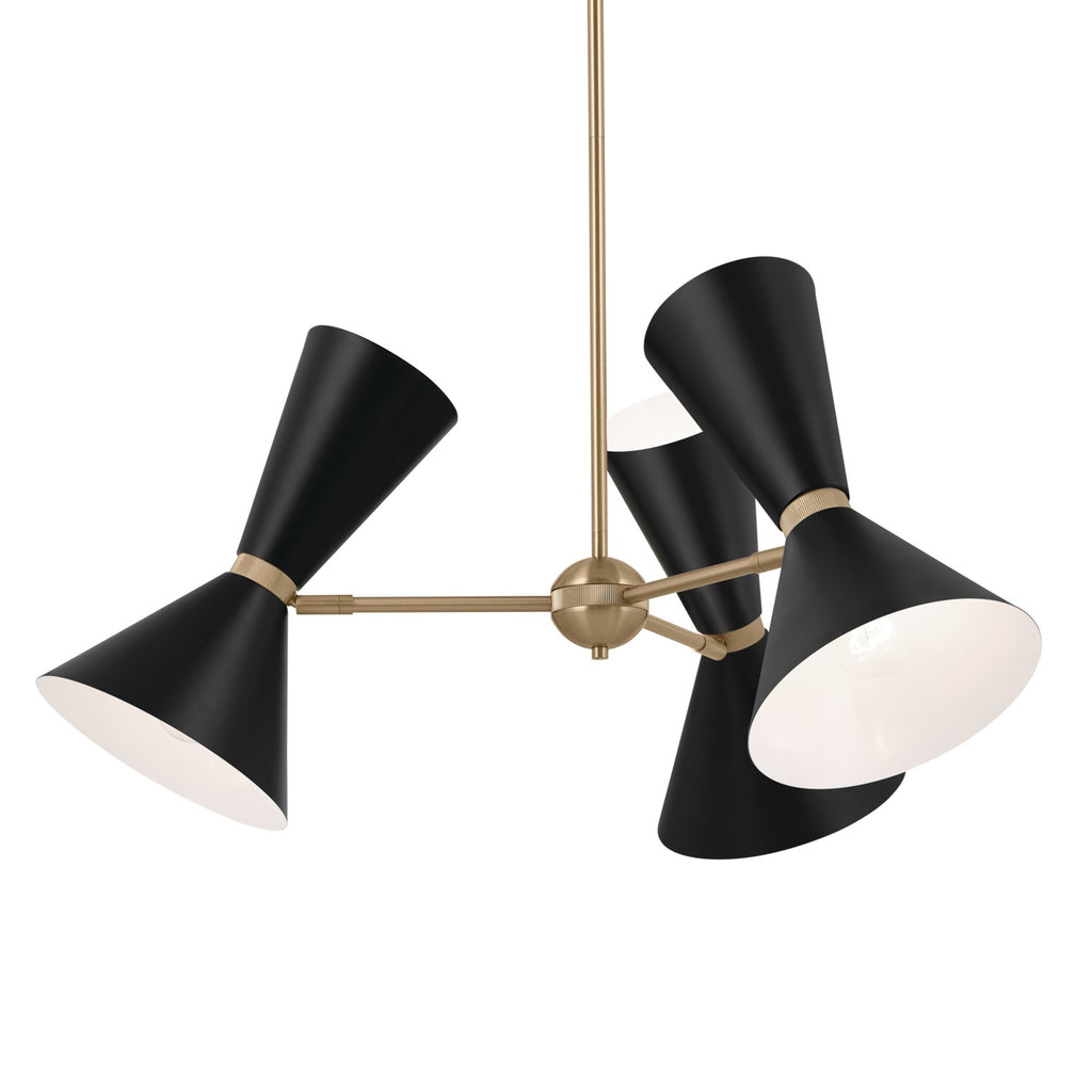 KICHLER 52565CPZBK Phix 30.75 Inch 6 Light Chandelier In Champagne Bronze With Black