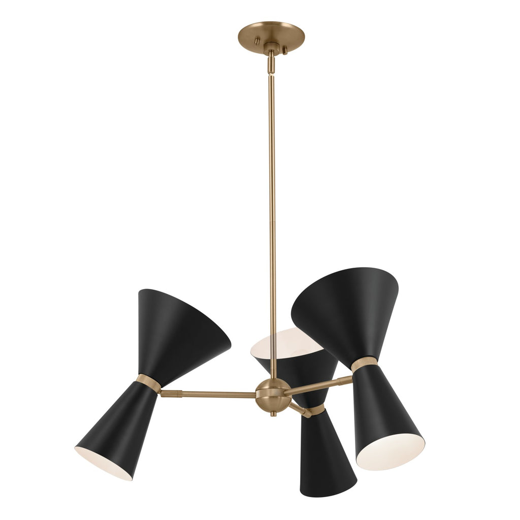 KICHLER 52565CPZBK Phix 30.75 Inch 6 Light Chandelier In Champagne Bronze With Black