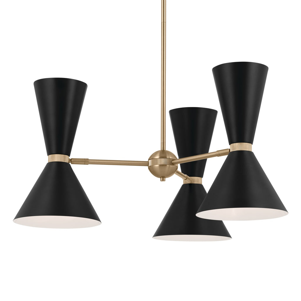 KICHLER 52565CPZBK Phix 30.75 Inch 6 Light Chandelier In Champagne Bronze With Black