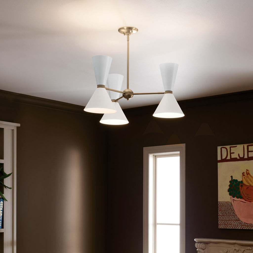 KICHLER 52565CPZWH Phix 30.75 Inch 6 Light Chandelier In Champagne Bronze With White