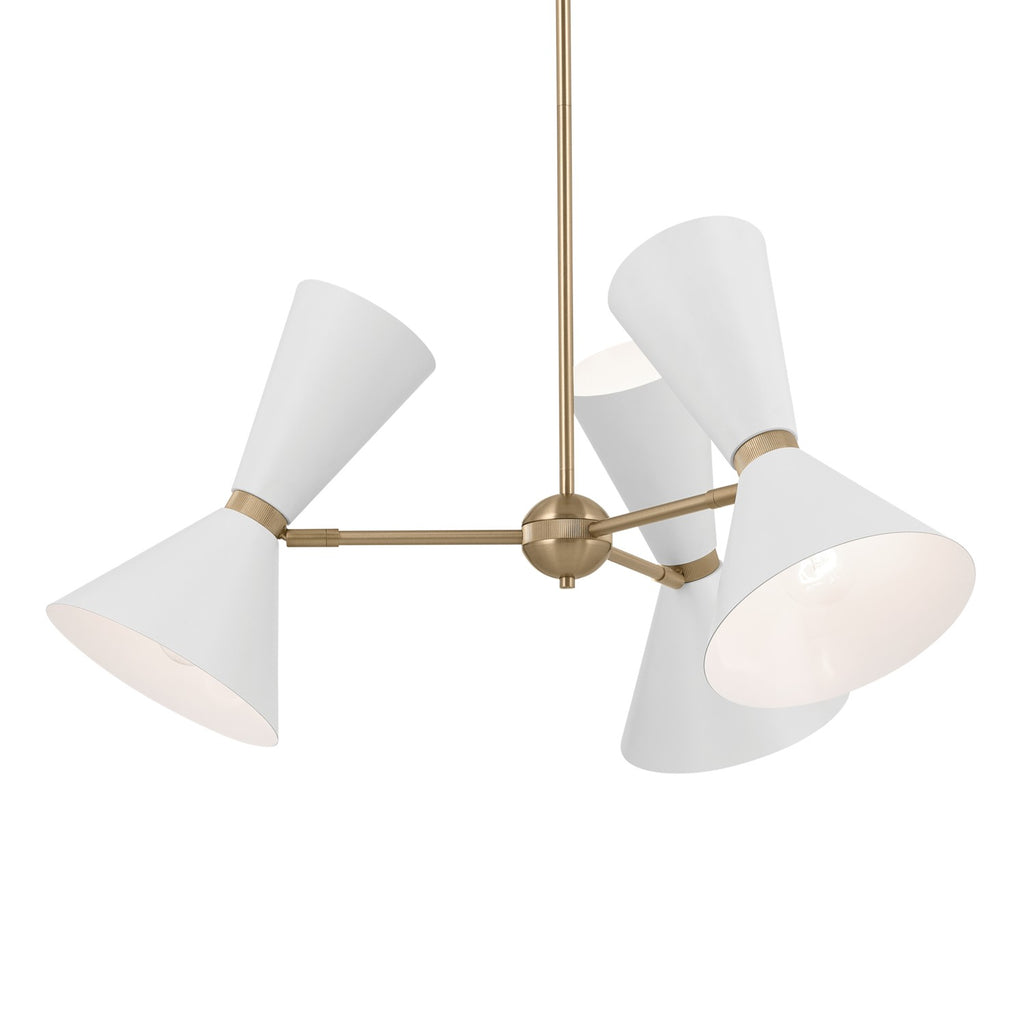 KICHLER 52565CPZWH Phix 30.75 Inch 6 Light Chandelier In Champagne Bronze With White