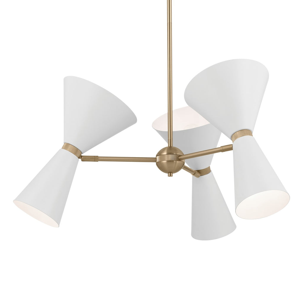 KICHLER 52565CPZWH Phix 30.75 Inch 6 Light Chandelier In Champagne Bronze With White