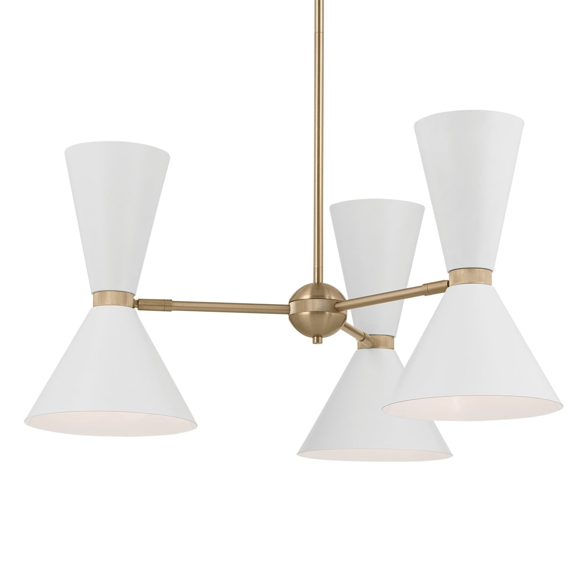 KICHLER 52565CPZWH Phix 30.75 Inch 6 Light Chandelier In Champagne Bronze With White